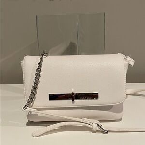 Enzo Angiolini White Crossbody Bag with Chain Strap